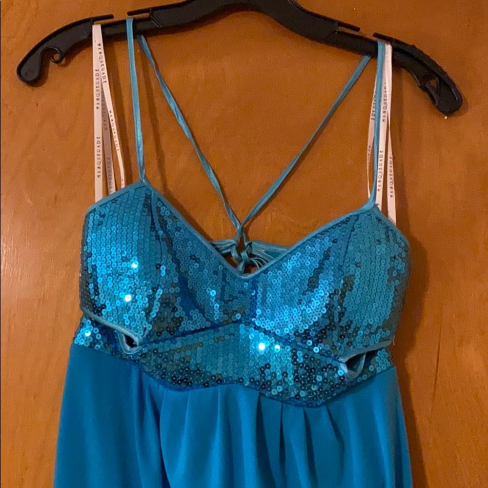 Aqua blue long formal dress